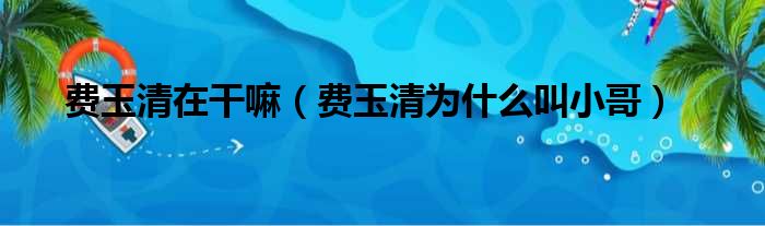 费玉清在干嘛（费玉清为什么叫小哥）
