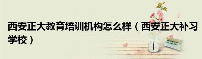 西安正大教育培训机构怎么样（西安正大补习学校）