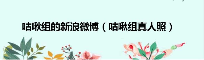 咕啾组的新浪微博（咕啾组真人照）