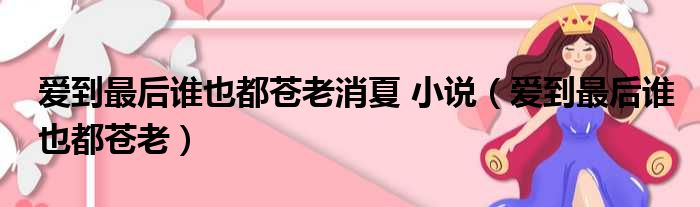 爱到最后谁也都苍老消夏 小说（爱到最后谁也都苍老）