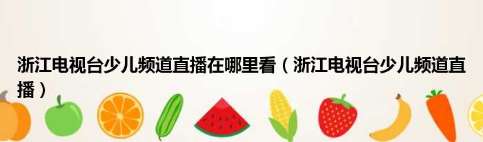 浙江电视台少儿频道直播在哪里看（浙江电视台少儿频道直播）