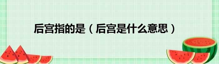 后宫指的是（后宫是什么意思）