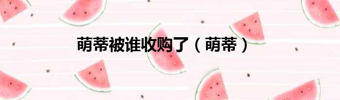 萌蒂被谁收购了（萌蒂）