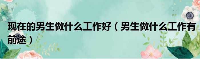 现在的男生做什么工作好（男生做什么工作有前途）
