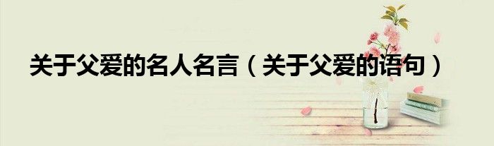 关于父爱的名人名言（关于父爱的语句）
