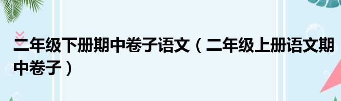 二年级下册期中卷子语文（二年级上册语文期中卷子）