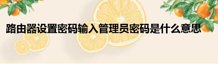 路由器设置密码输入管理员密码是什么意思