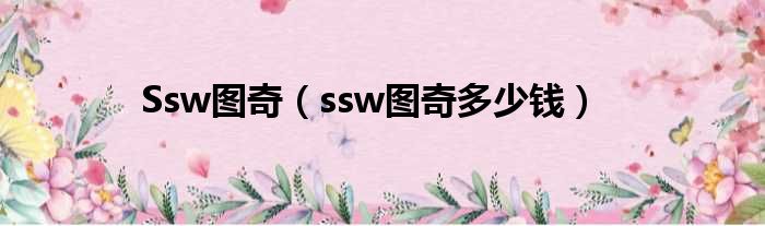 Ssw图奇（ssw图奇多少钱）