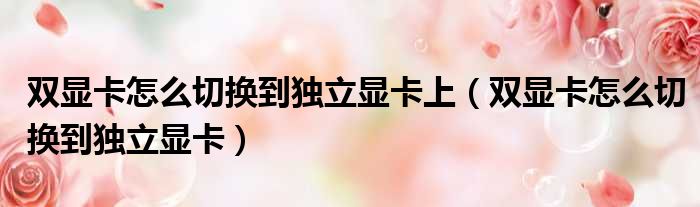 双显卡怎么切换到独立显卡上（双显卡怎么切换到独立显卡）