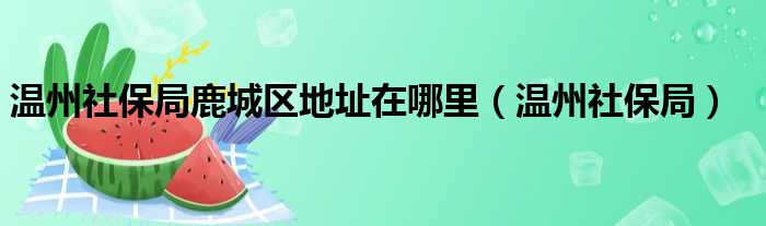 温州社保局鹿城区地址在哪里（温州社保局）