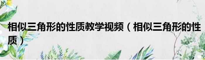 相似三角形的性质教学视频（相似三角形的性质）