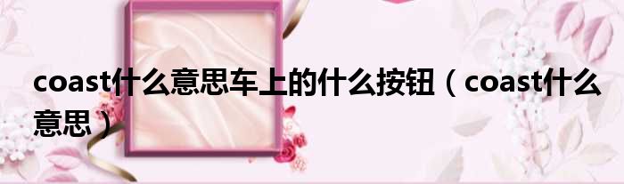 coast什么意思车上的什么按钮（coast什么意思）