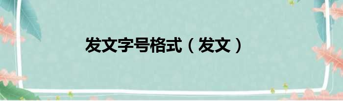 发文字号格式（发文）