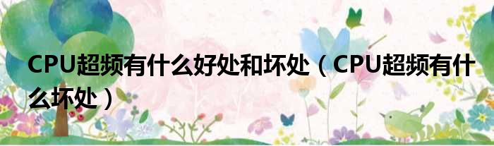 CPU超频有什么好处和坏处（CPU超频有什么坏处）