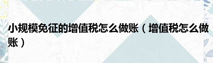 小规模免征的增值税怎么做账（增值税怎么做账）