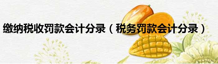 缴纳税收罚款会计分录（税务罚款会计分录）