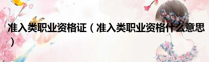 准入类职业资格证（准入类职业资格什么意思）