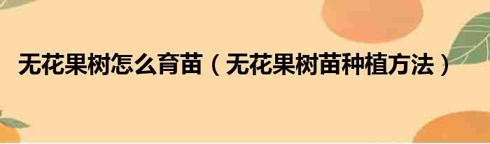 无花果树怎么育苗（无花果树苗种植方法）