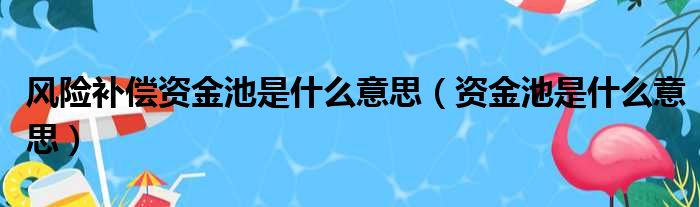 风险补偿资金池是什么意思（资金池是什么意思）