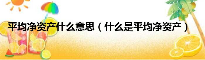 平均净资产什么意思（什么是平均净资产）