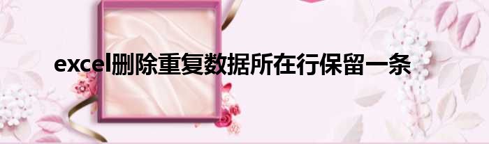 excel删除重复数据所在行保留一条