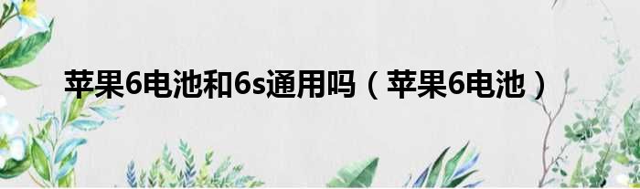苹果6电池和6s通用吗（苹果6电池）