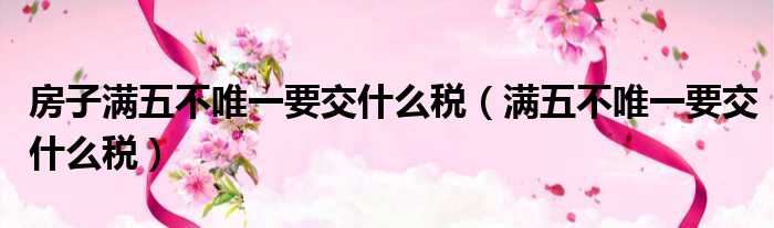 房子满五不唯一要交什么税（满五不唯一要交什么税）