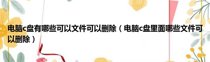 电脑c盘有哪些可以文件可以删除（电脑c盘里面哪些文件可以删除）