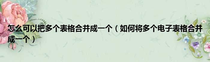 怎么可以把多个表格合并成一个（如何将多个电子表格合并成一个）