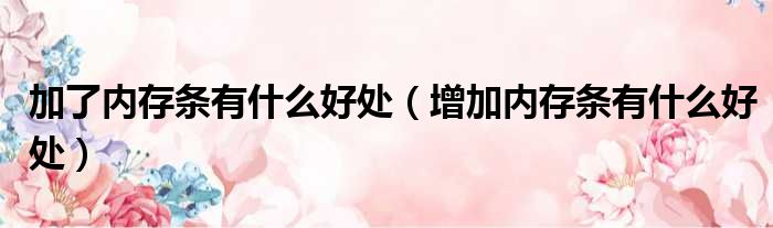 加了内存条有什么好处（增加内存条有什么好处）
