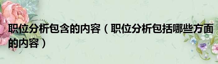 职位分析包含的内容（职位分析包括哪些方面的内容）