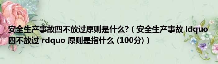 安全生产事故四不放过原则是什么?（安全生产事故 ldquo 四不放过 rdquo 原则是指什么 (100分)）