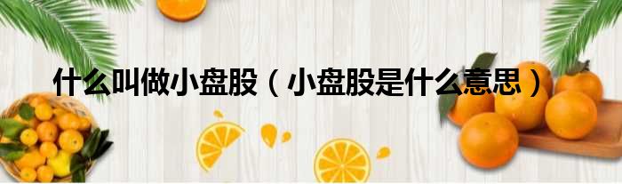 什么叫做小盘股（小盘股是什么意思）