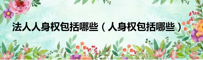 法人人身权包括哪些（人身权包括哪些）