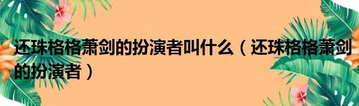 还珠格格萧剑的扮演者叫什么（还珠格格萧剑的扮演者）