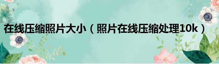 在线压缩照片大小（照片在线压缩处理10k）