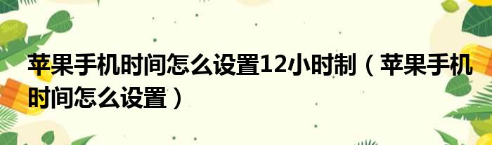 苹果手机时间怎么设置12小时制（苹果手机时间怎么设置）