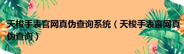 天梭手表官网真伪查询系统（天梭手表官网真伪查询）