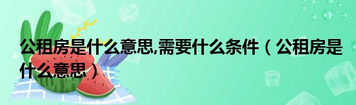 公租房是什么意思,需要什么条件（公租房是什么意思）
