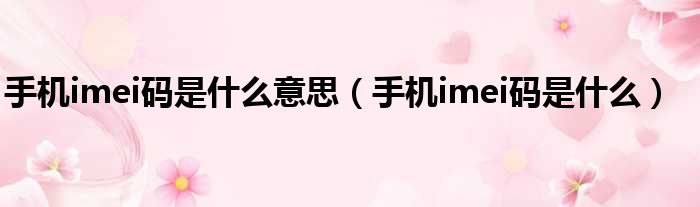 手机imei码是什么意思（手机imei码是什么）
