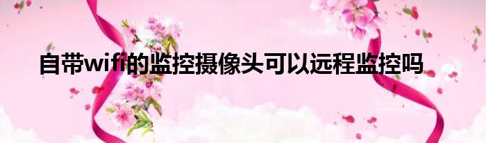 自带wifi的监控摄像头可以远程监控吗
