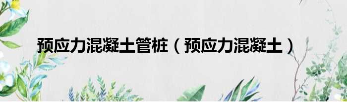 预应力混凝土管桩（预应力混凝土）