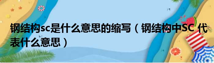 钢结构sc是什么意思的缩写（钢结构中SC 代表什么意思）