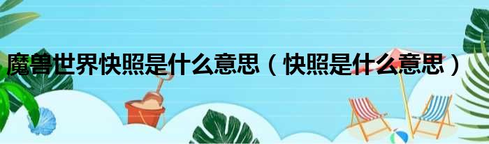 魔兽世界快照是什么意思（快照是什么意思）