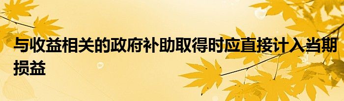 与收益相关的政府补助取得时应直接计入当期损益