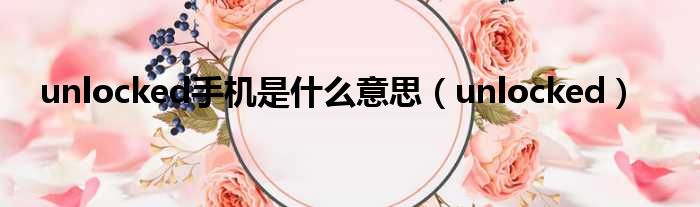 unlocked手机是什么意思（unlocked）
