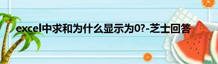 excel中求和为什么显示为0?-芝士回答