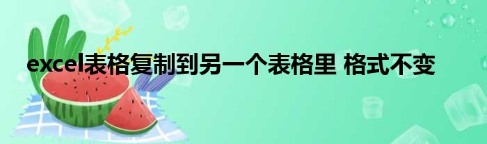 excel表格复制到另一个表格里 格式不变