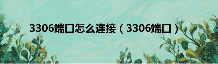 3306端口怎么连接（3306端口）