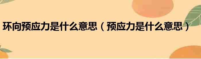 环向预应力是什么意思（预应力是什么意思）